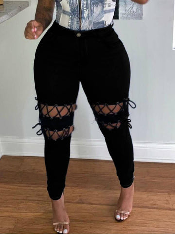 Sexy Bandage Black Jeans