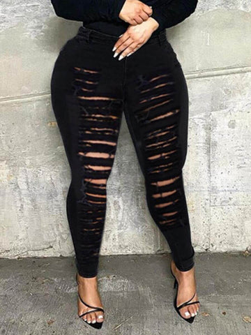 Ripped High-Waisted Black Jeans