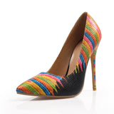 Leather Mixed Colors Pumps